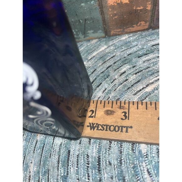 Vintage Hand Painted Bohemian Cobalt Blue Bottle Gold Floral Italy - Picture 7 of 7